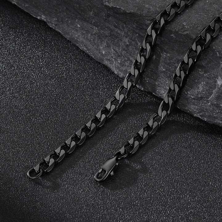 Cuban Chain & Joshua 1:9 Dog Tag Necklace Set for Men
