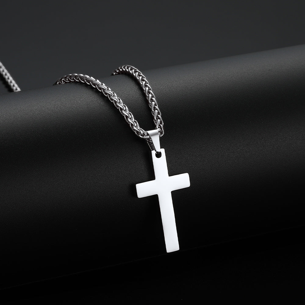 Miami Cuban Chain & Cross Layered Necklaces Set for Men