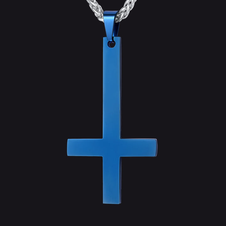 Stainless Steel Inverted Cross Pendant Necklace for Men Women