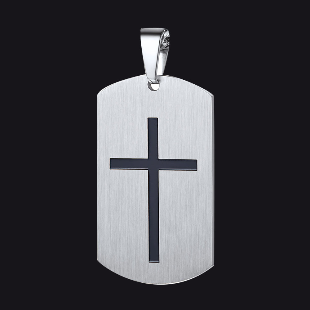 Joshua 1:9 Dog Tag Cross Pendant