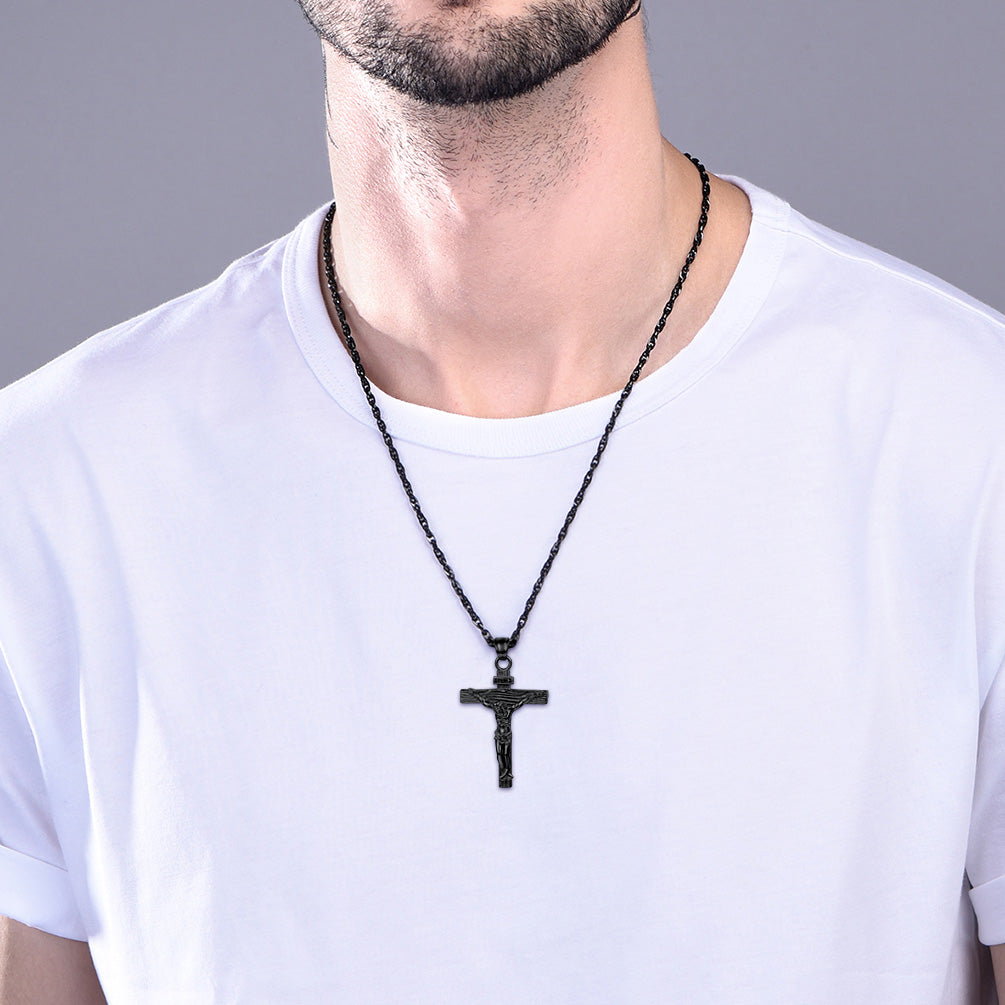 Catholic Crucifix Cross Necklace Jesus Pendant For Men Women