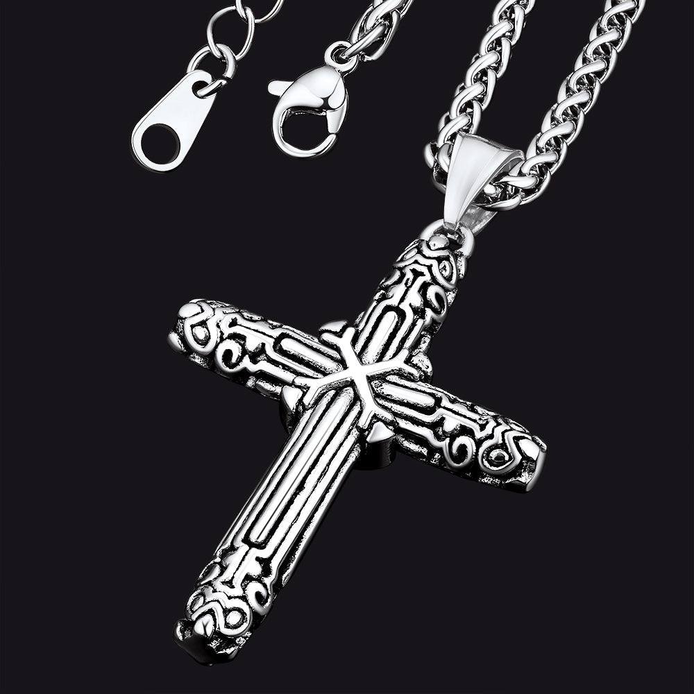 Christian Monkey King Stick Cross Necklace for Men