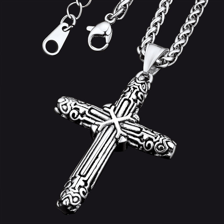 Christian Monkey King Stick Cross Necklace for Men