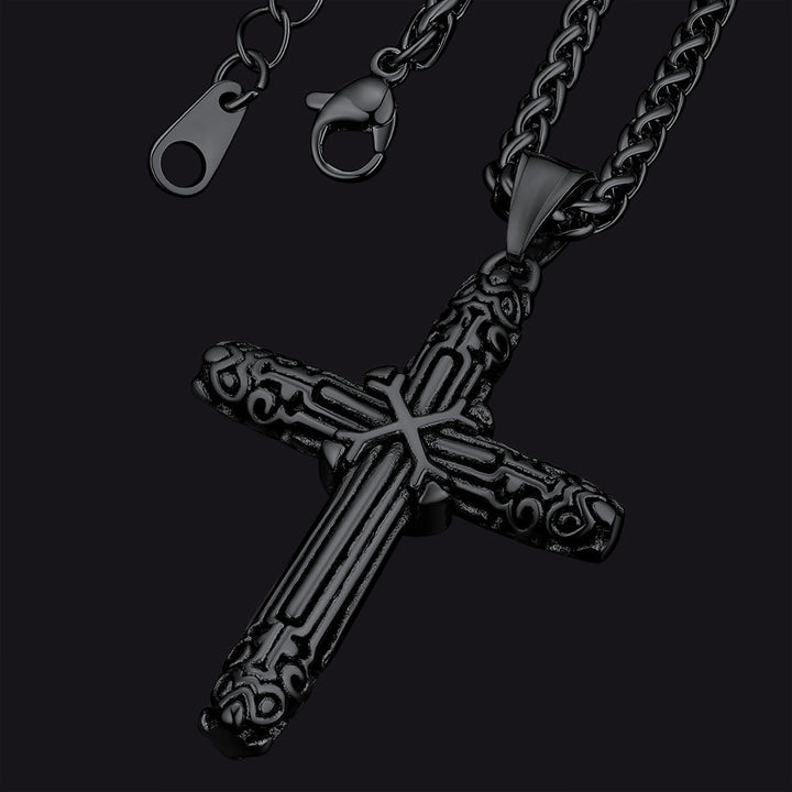 Christian Monkey King Stick Cross Necklace for Men