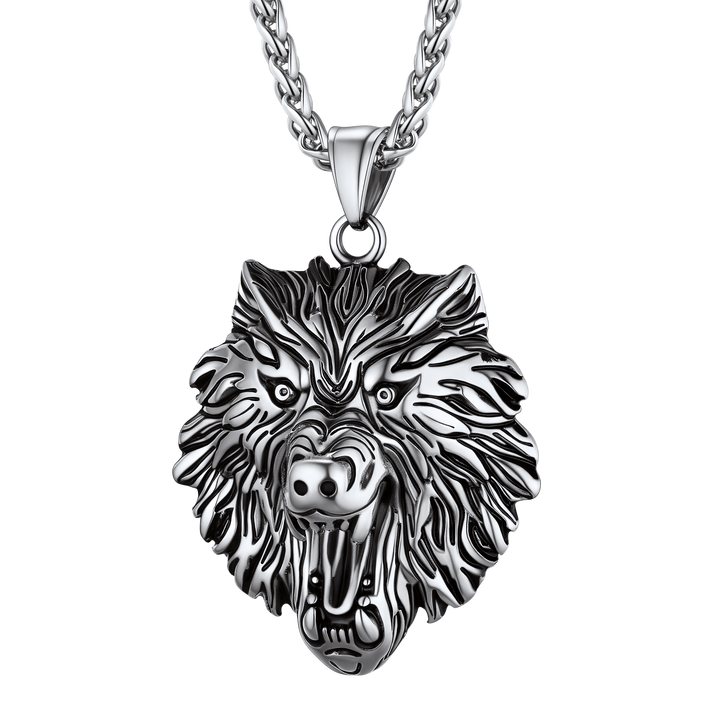 Flash Sale Stainless Steel Fierce Wolf Head Necklace for Man