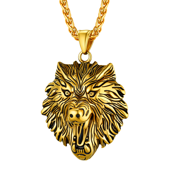 Flash Sale Stainless Steel Fierce Wolf Head Necklace for Man