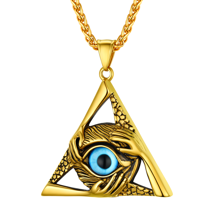 Triangle Third Evil Eye Necklace All-Seeing Pendant