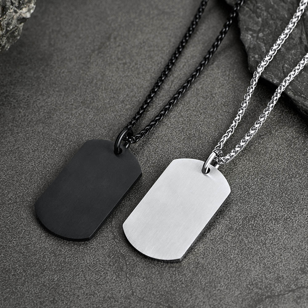 Engraved American Flag Dog Tag Necklace for Men
