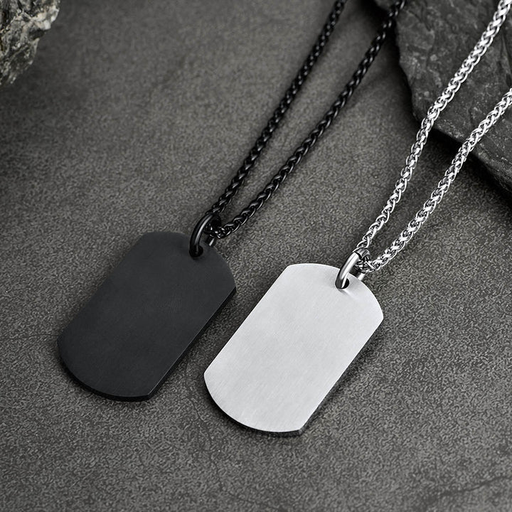 Engraved American Flag Dog Tag Necklace for Men