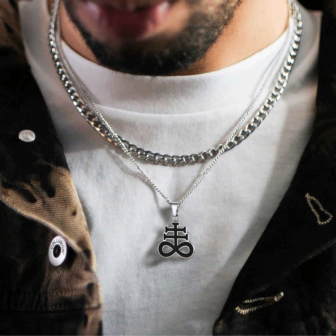 Satanic Leviathan Cross Necklace For Men