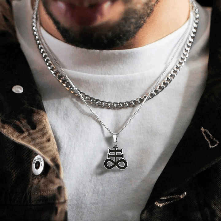 Satanic Leviathan Cross Necklace For Men