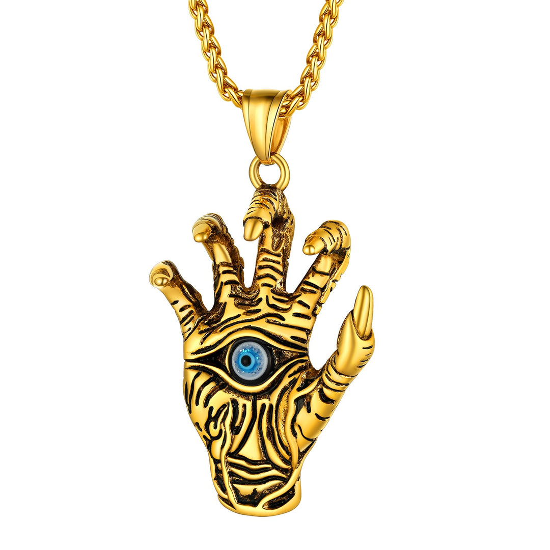 Dragon Claw Blue Evil Eye Pendant Necklace for Men