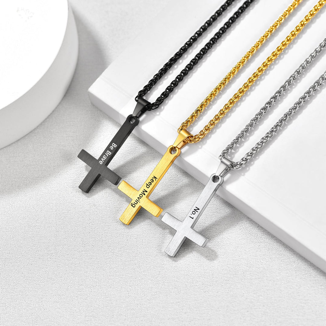 Enamel Upside Down Cross Necklace for Men