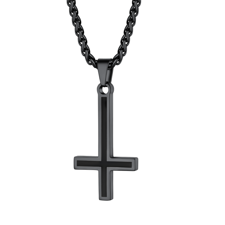 Enamel Upside Down Cross Necklace for Men