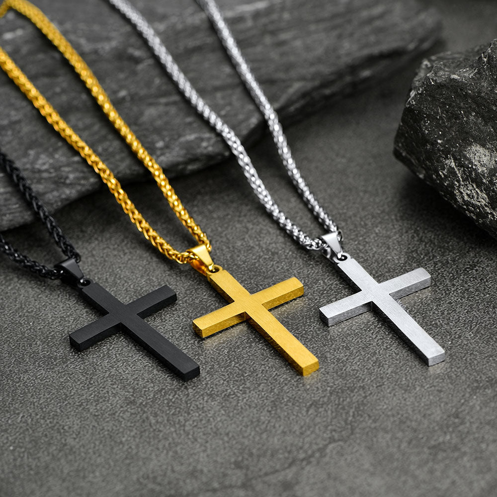 Patriotic American Flag Cross Pendant Necklace for Men Women