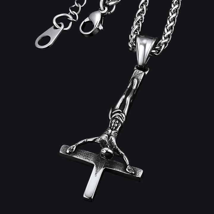 Upside Down Cross Crucifix Necklace Pendant for Men