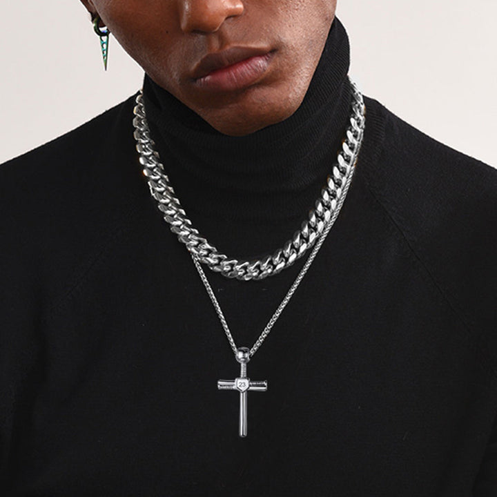 Gameday Baseball Cross Pendant Custom Sport Number Necklace for Men Sports Fan