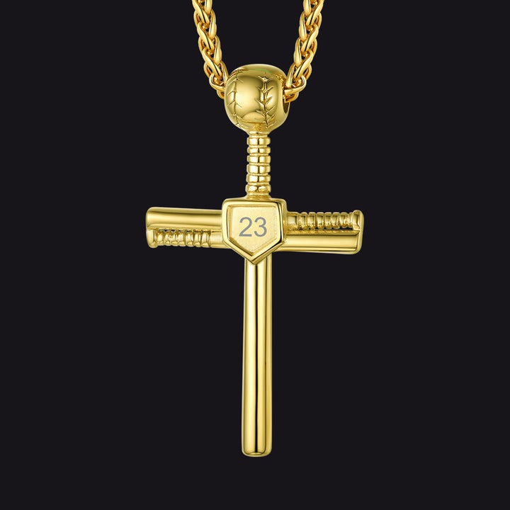 Gameday Baseball Cross Pendant Custom Sport Number Necklace for Men Sports Fan