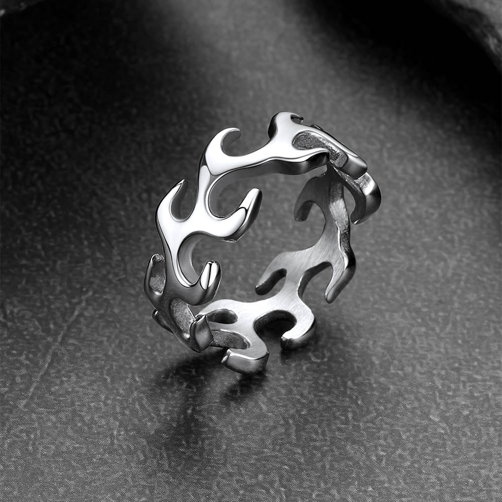 Stainless Steel Punk Flame Ring for Men