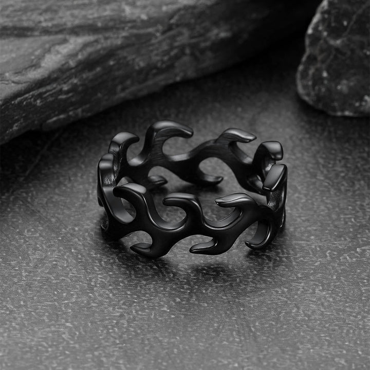 Stainless Steel Punk Flame Ring for Men