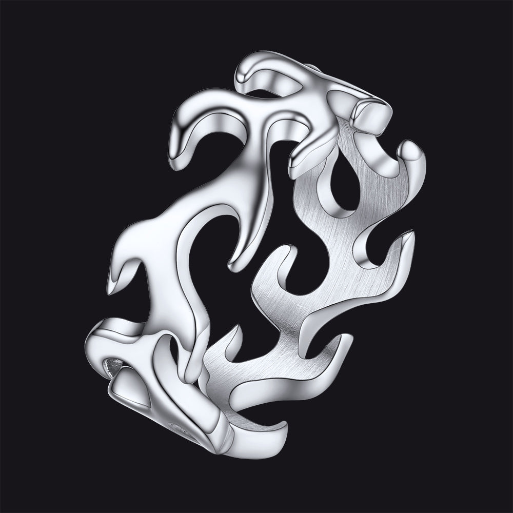 Stainless Steel Punk Flame Ring for Men