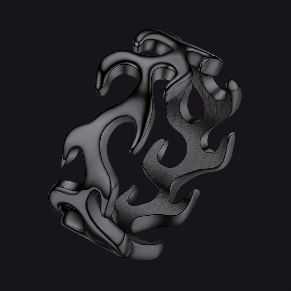 Stainless Steel Punk Flame Ring for Men