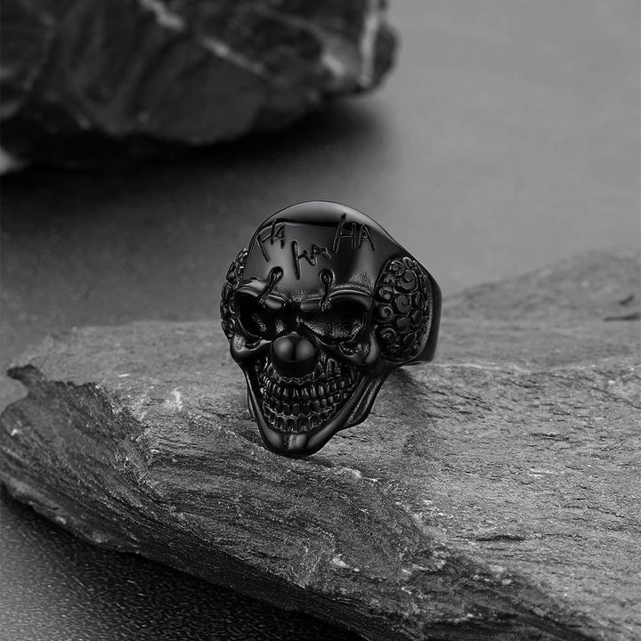 Gothic Joker Clown Skull Stainless Steel Ring for Men