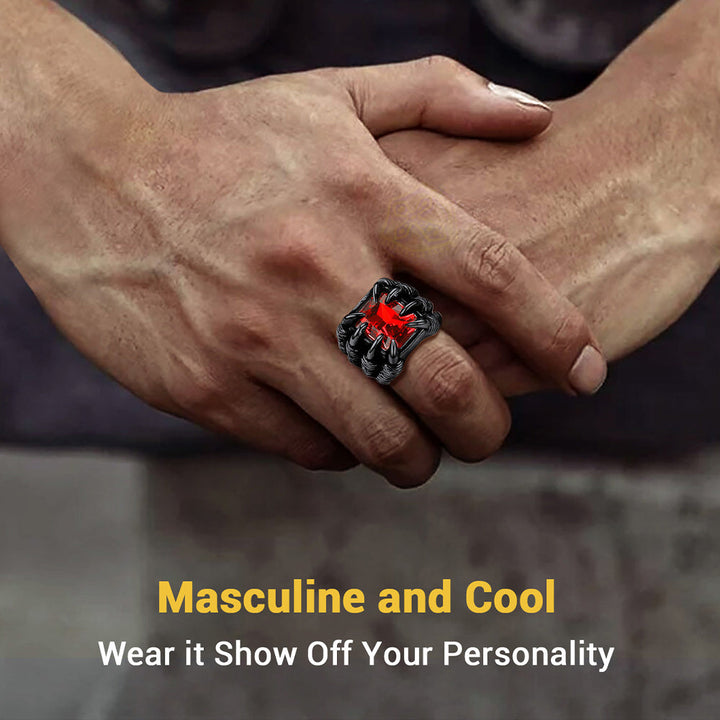 Crystal Dragon Claw Stainless Steel Gemstone Ring For Men