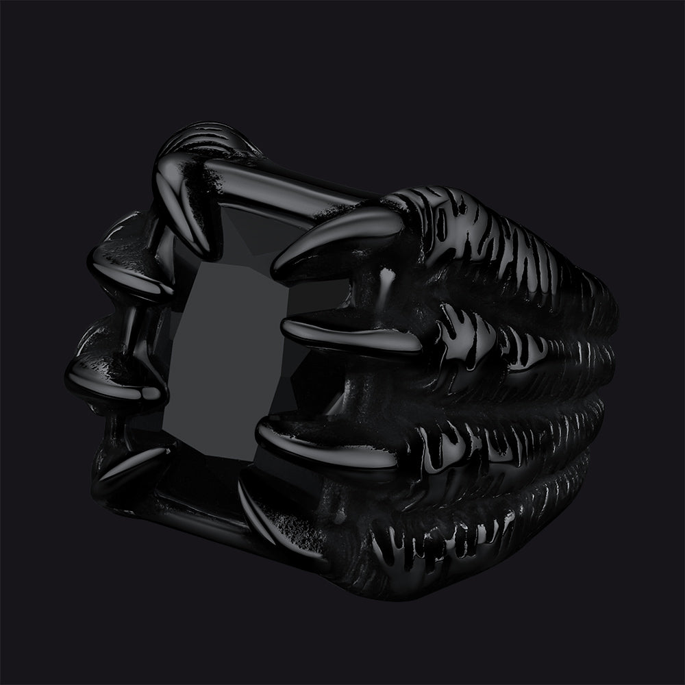 Crystal Dragon Claw Stainless Steel Gemstone Ring For Men