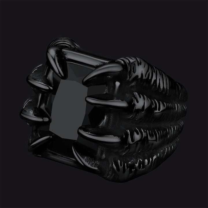 Crystal Dragon Claw Stainless Steel Gemstone Ring For Men