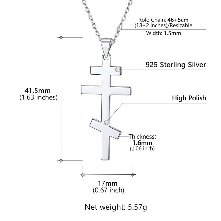 Sterling Silver Russian Orthodox Cross Necklace