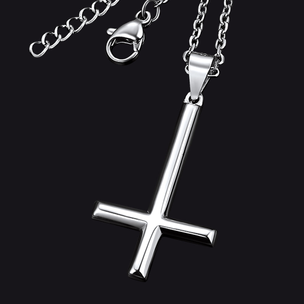 925 Sterling Silver Upside Down Inverted Cross Necklace for Women Men