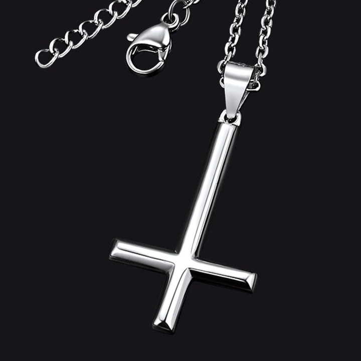 925 Sterling Silver Upside Down Inverted Cross Necklace for Women Men