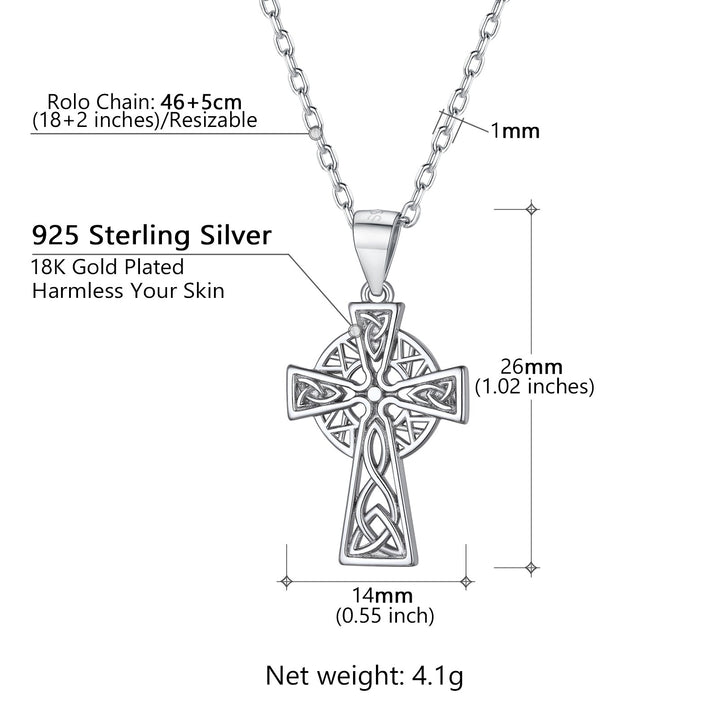 Sterling Silver Celtic Knot Cross Necklace For Women