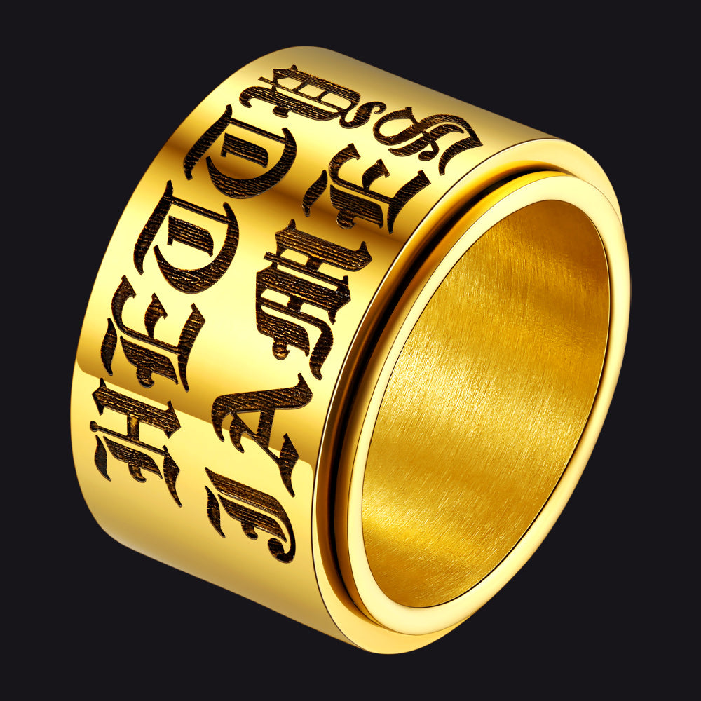 Custom Engraved Fidget Spinner Anxiety Stainless Steel Ring for Men Women