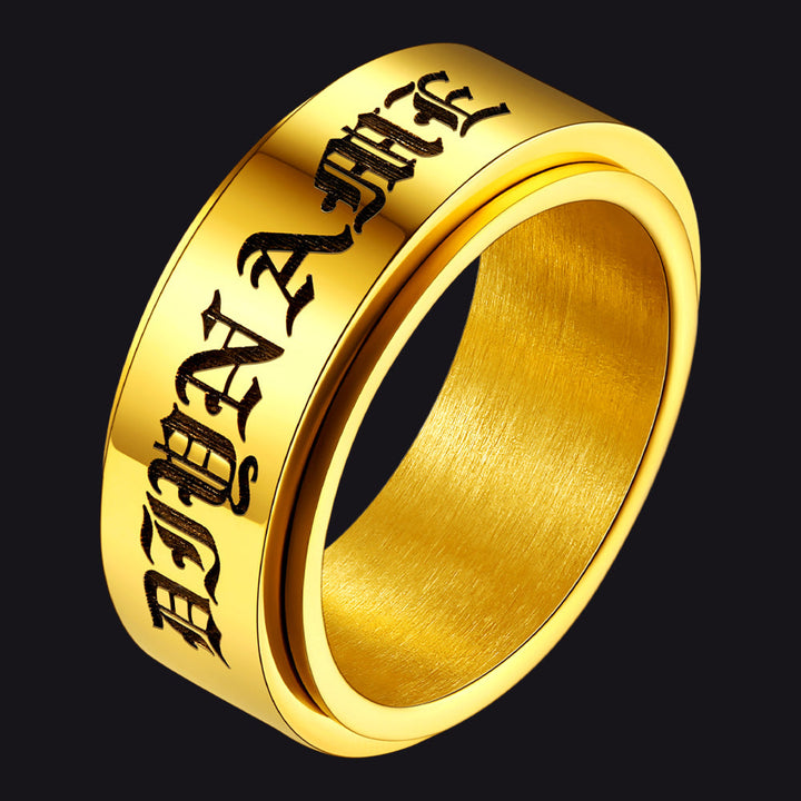 Custom Engraved Fidget Spinner Anxiety Stainless Steel Ring for Men Women