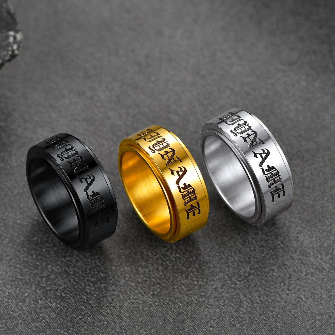 Custom Engraved Fidget Spinner Anxiety Stainless Steel Ring for Men Women