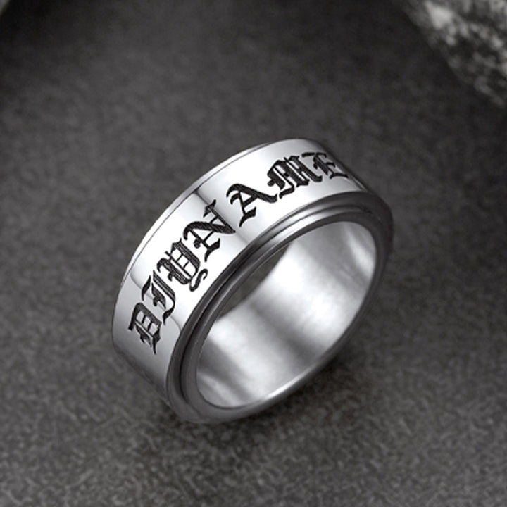 Custom Engraved Fidget Spinner Anxiety Stainless Steel Ring for Men Women