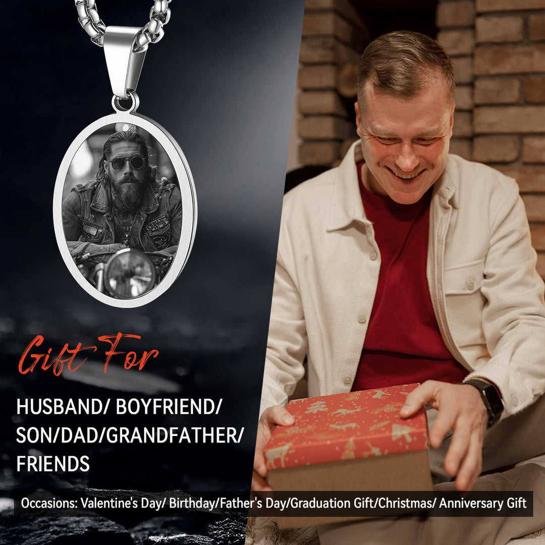 Personalized Saint Christopher Picture Necklace for Men