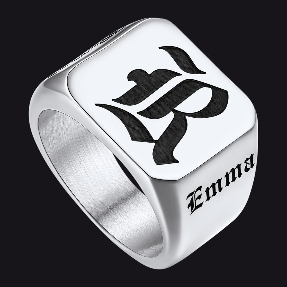 Customized Initial Name Signet Ring Gifts for Boys, Fathers, and Men