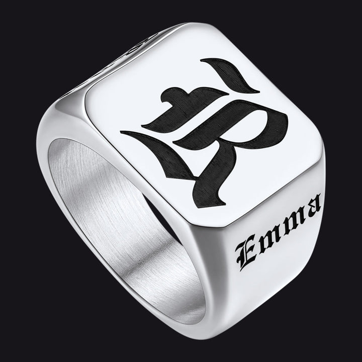 Customized Initial Name Signet Ring Gifts for Boys, Fathers, and Men