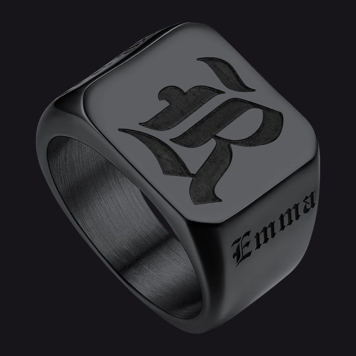 Customized Initial Name Signet Ring Gifts for Boys, Fathers, and Men