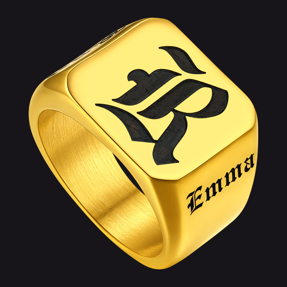 Customized Initial Name Signet Ring Gifts for Boys, Fathers, and Men
