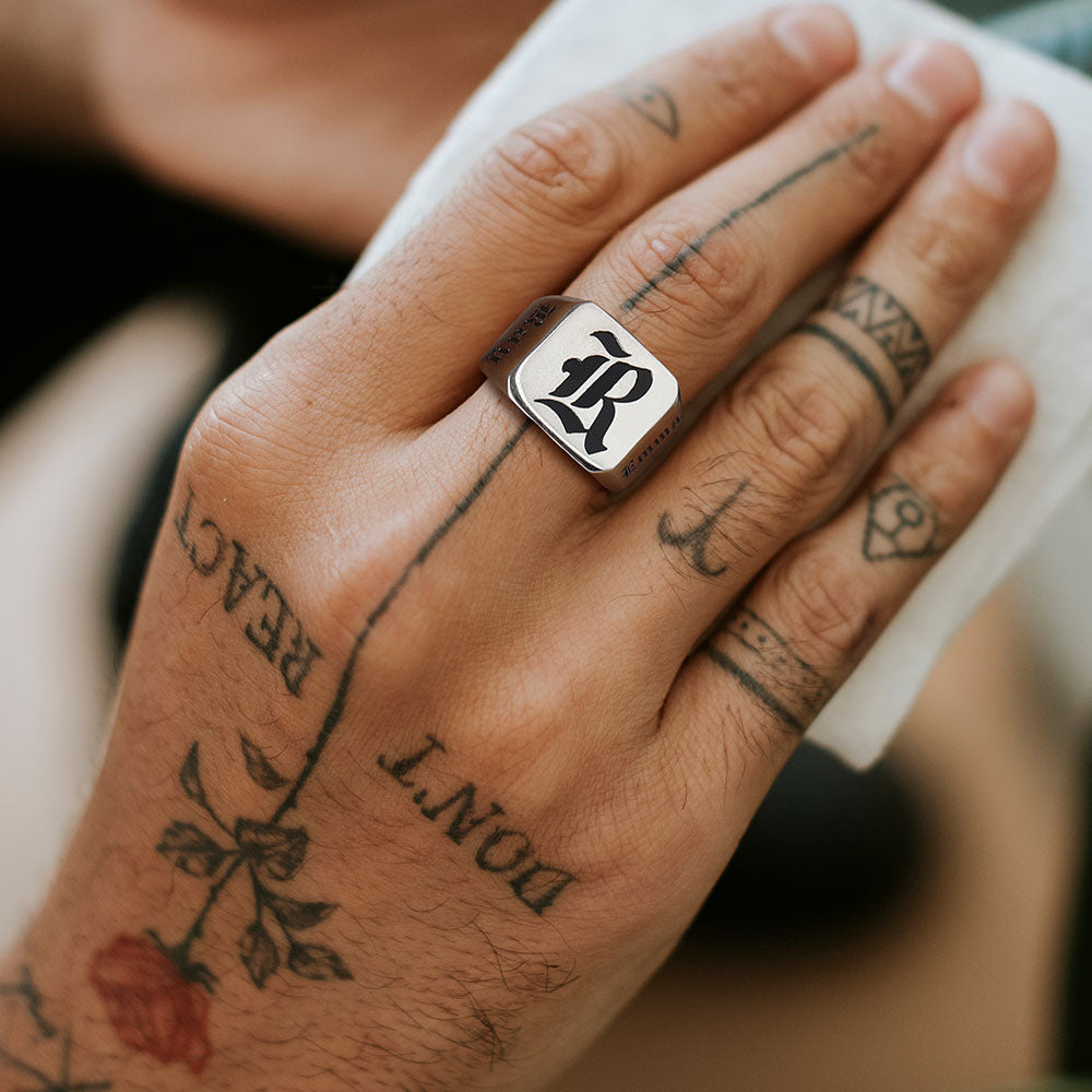 Customized Initial Name Signet Ring Gifts for Boys, Fathers, and Men