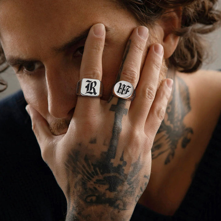 Customized Initial Name Signet Ring Gifts for Boys, Fathers, and Men