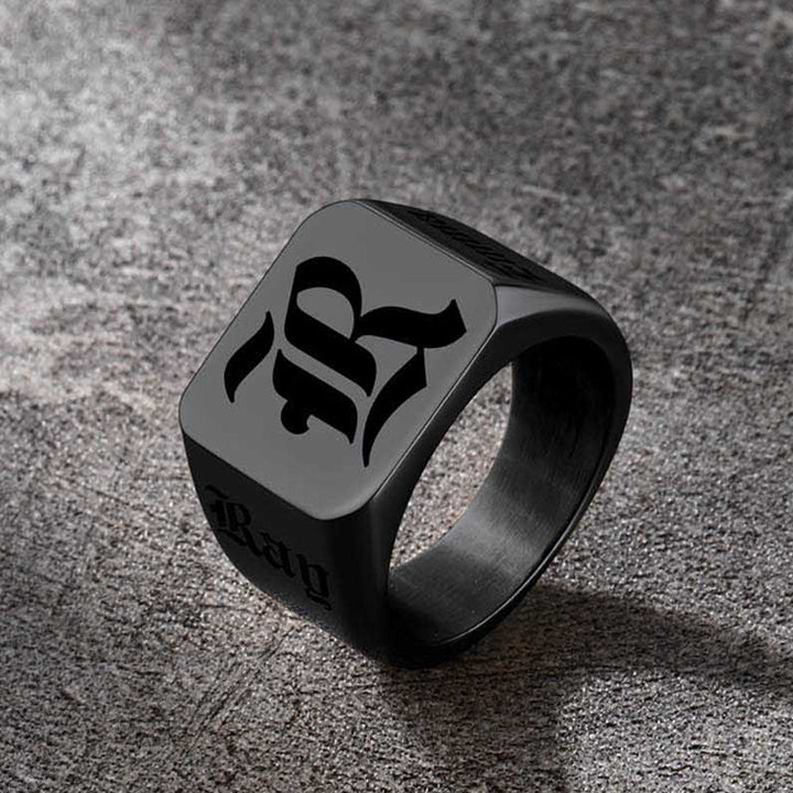 Customized Initial Name Signet Ring Gifts for Boys, Fathers, and Men
