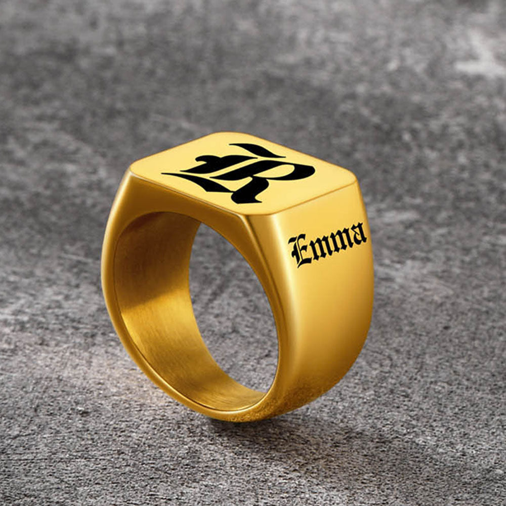 Customized Initial Name Signet Ring Gifts for Boys, Fathers, and Men