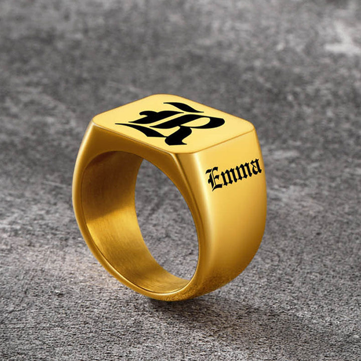 Customized Initial Name Signet Ring Gifts for Boys, Fathers, and Men