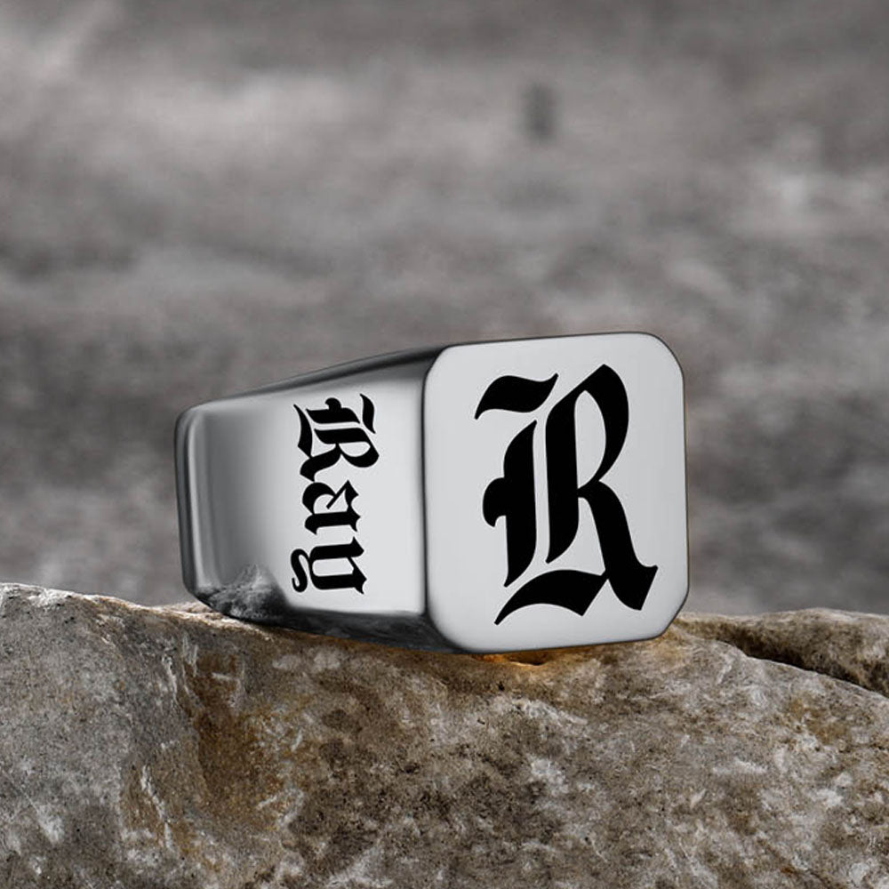 Customized Initial Name Signet Ring Gifts for Boys, Fathers, and Men