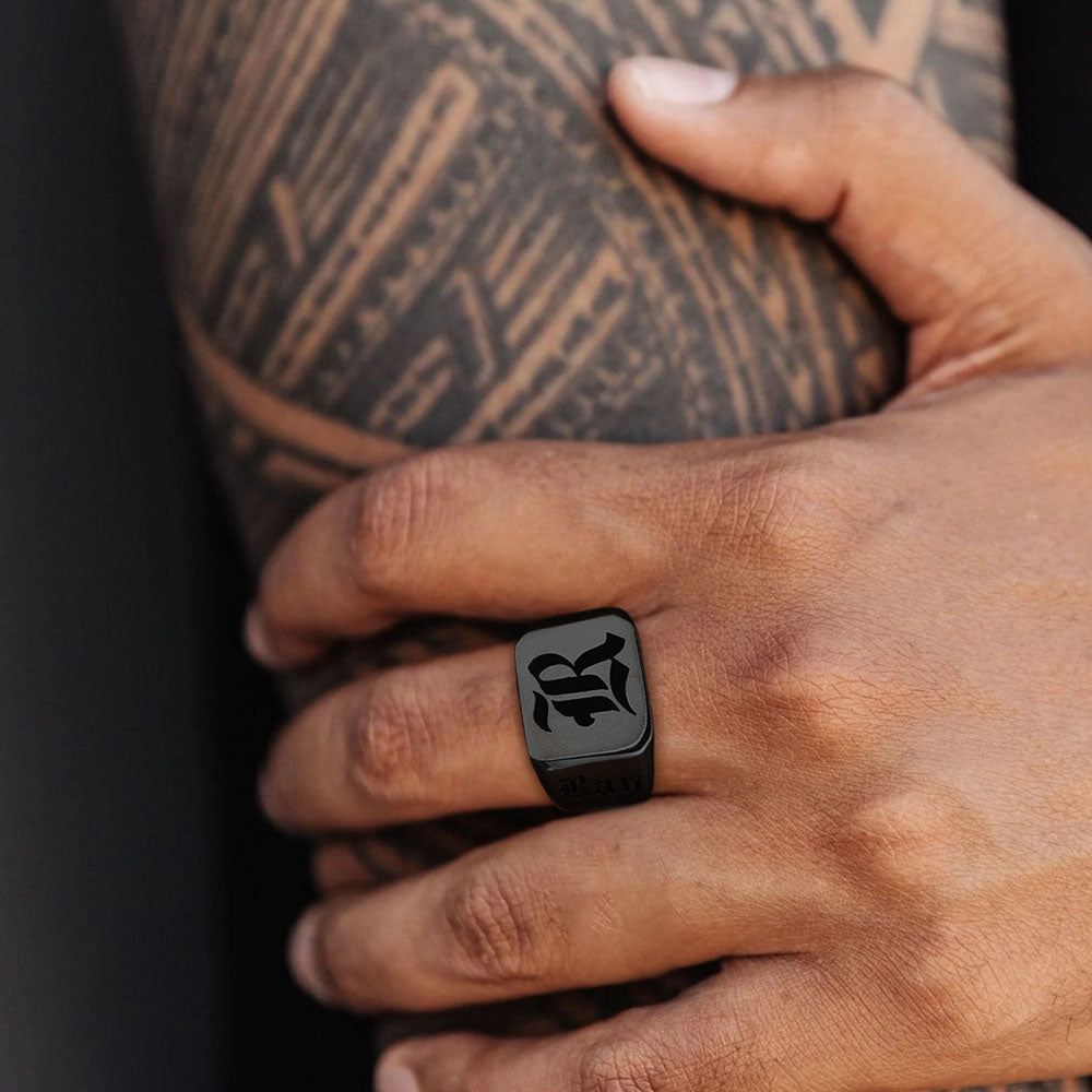 Customized Initial Name Signet Ring Gifts for Boys, Fathers, and Men